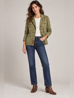 Holding Horses Jacket Anthropologie Small Women Green Military Army Cinching C1